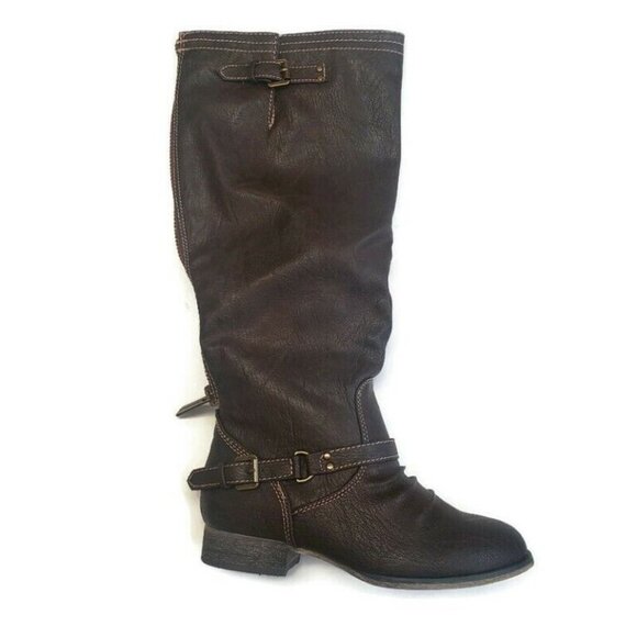 Breckelles Womens Size 6 Outlaw 81 Casual Textured Riding Boots Brown Back Zip - Picture 1 of 4